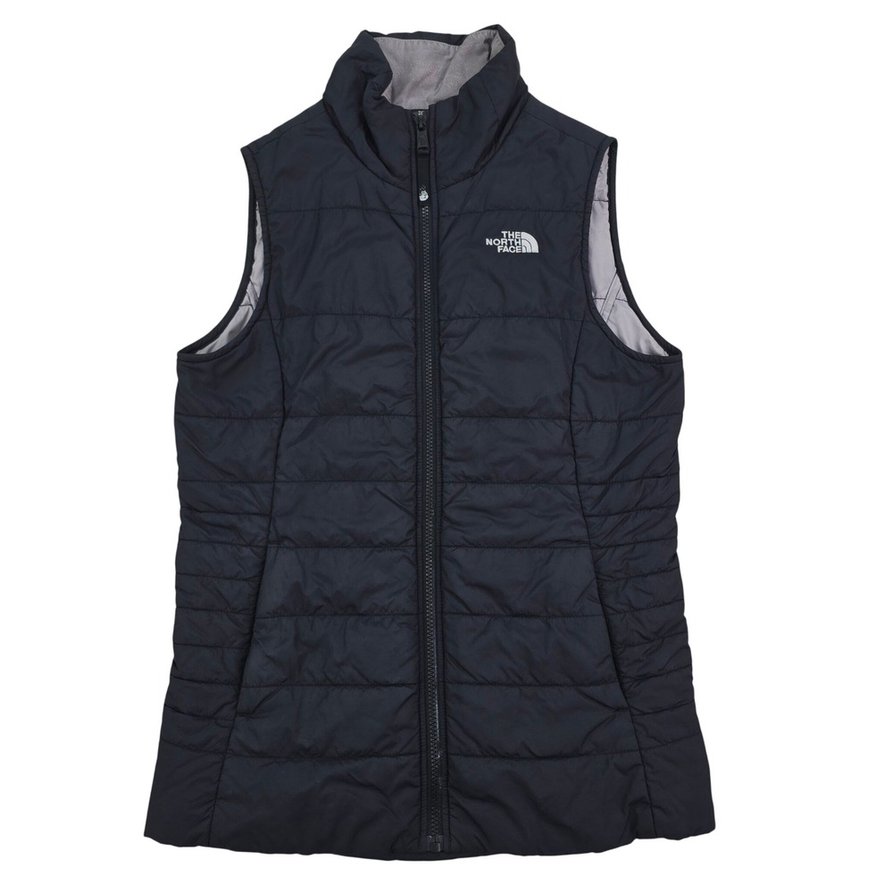 The North Face Quilted Puffer Vest Girls XL 18 Black Full Zip Insulated Gorpcore